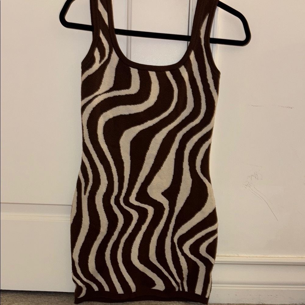 Brown and Cream Zebra Print Dress